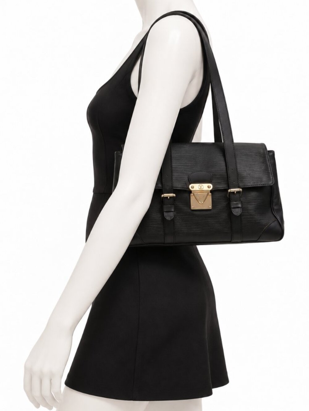 Louis Vuitton Black Epi Leather Shoulder Tote Bag Vintage